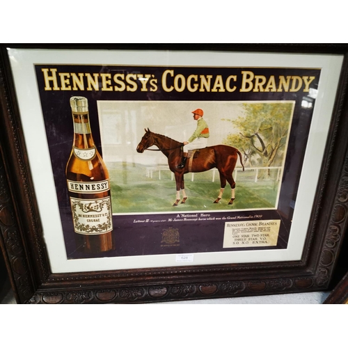 628 - Hennessy's Cognac Brandy advertising print {55cm H X 67cm W}.