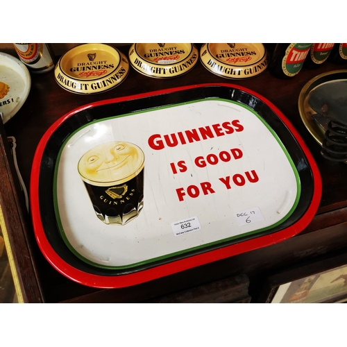 632 - 1950s Guinness is Good for You tin plate advertising drinks tray {32 cm H x 43 cm W}.