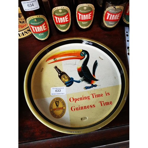 633 - Opening time is Guinness time tin plate advertising drinks tray {26 cm Dia.}