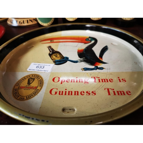 633 - Opening time is Guinness time tin plate advertising drinks tray {26 cm Dia.}