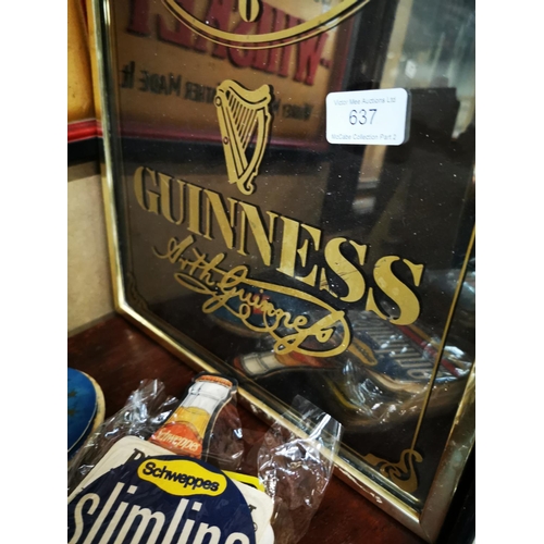 637 - Guinness advertising clock {50 cm H x 31 cm W}.