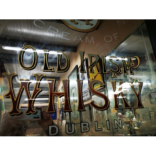 646 - Kirker Greer & Co Cream of Old Irish Whisky Dublin advertising mirror {134 cm H x 100 cm W}.