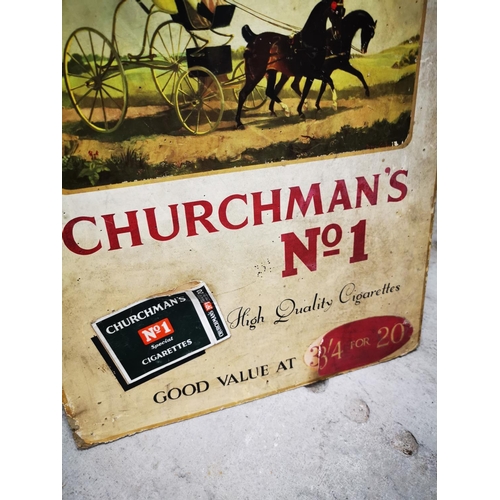 650 - Churchman's No.1 High Quality Cigarettes advertising showcard {50 cm H x 38 cm W}.