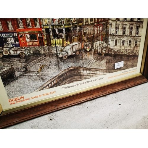 662 - Bombardment of The Four Courts Wednesday 28th June 1922 framed advertising poster {46 cm H x 59 cm D... 