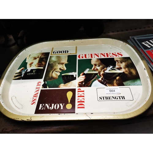 664 - Good Guinness Enjoyed tin plate advertising drinks tray {32 cm H x 41 cm D}.