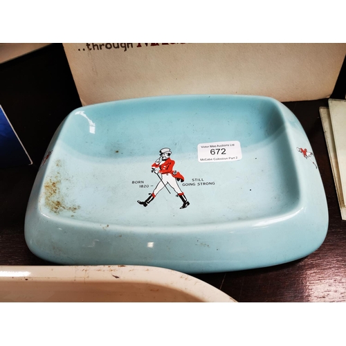 672 - Johnny Walker ceramic advertising ashtray.