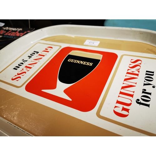 674 - Guinness Is For You advertising drinks tray {32 cm H x 41 cm W}.