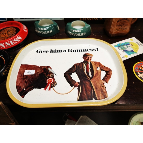 684 - Give Him A Guinness tin plate advertising drinks tray {32 cm H x 41 cm W}.