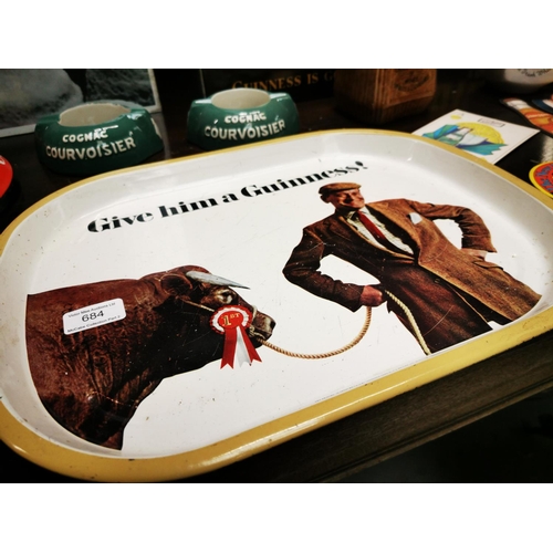 684 - Give Him A Guinness tin plate advertising drinks tray {32 cm H x 41 cm W}.