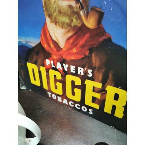 689 - Players Digger tobacco advertising showcard {35 cm H x 30 cm W}.