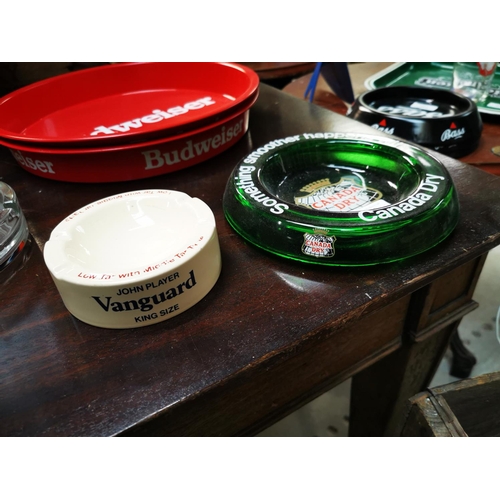 695 - Canada Dry glass advertising ashtray and John Player Vanguard ceramic ashtray.