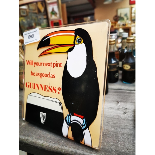 699 - Will Your Next Pint Be As Good As Guinness's Perspex shelf advertising sign {16 cm H x 15 cm W}.