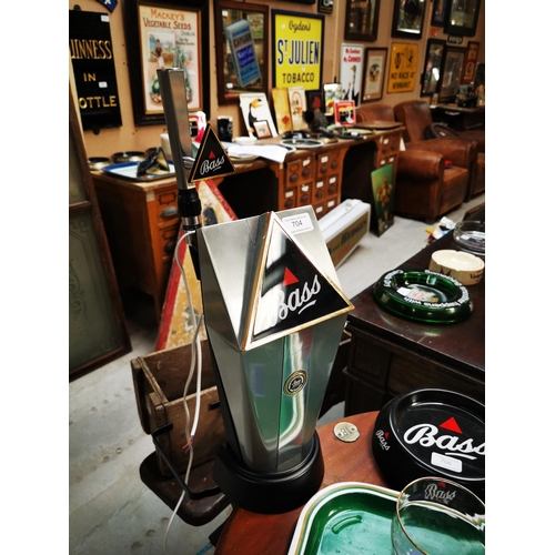 704 - Bass chrome and glass advertising beer pull {49 cm H}.