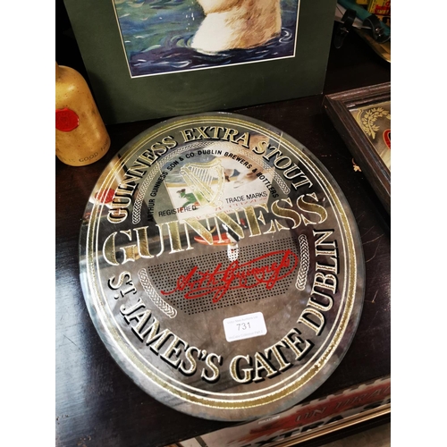 731 - Guinness Extra Stout St James Gate Dublin advertising mirror. {38cm H X 31cm W }.