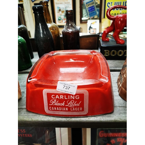 737 - Carling Black Label Canadian Lager glass ashtray. {27 cm h x 28 cm W}.