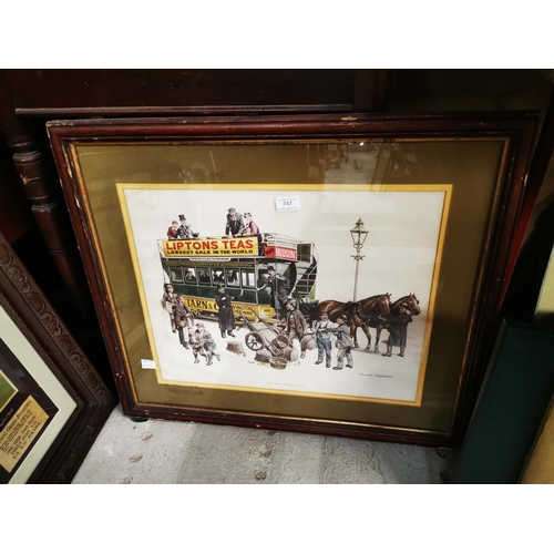 747 - Lipton's Teas framed pictorial advertisement. { 62cm H X 70cm W }.