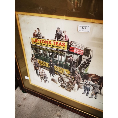 747 - Lipton's Teas framed pictorial advertisement. { 62cm H X 70cm W }.