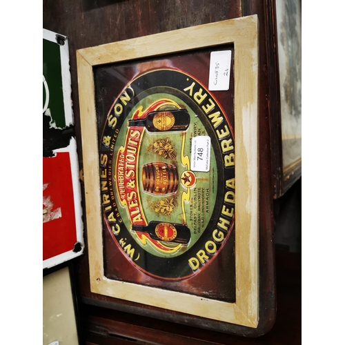 748 - Williams Cairns Ales Drogheda framed print. {22 cm h x 31 cm L}.