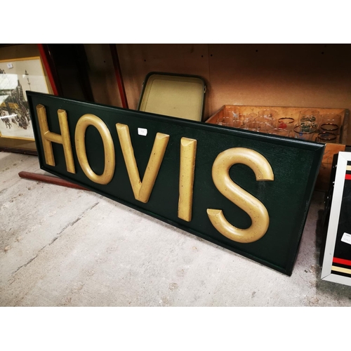 754 - Painted wooden Hovis advertising sign. {39 cm H x 119 cm L}.