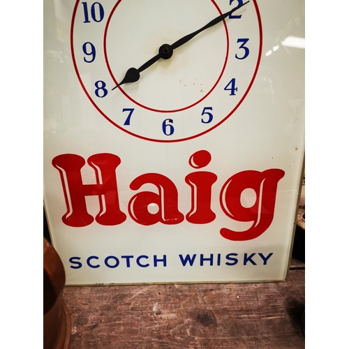 759 - Haig Scotch Whisky glass sign. {41 cm H x 29 cm W}.