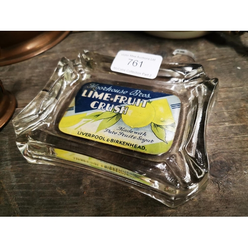 761 - Moorhouse Brother Lime Fruit Juice advertising ashtray.