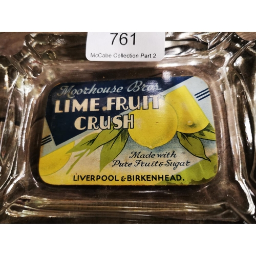 761 - Moorhouse Brother Lime Fruit Juice advertising ashtray.