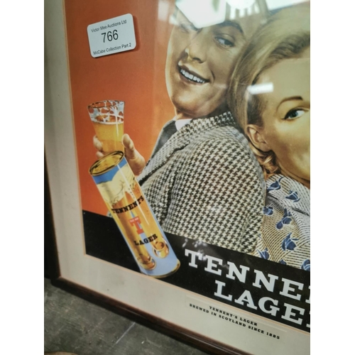 766 - Tennent's Lager advertising print. { 33cm H X 37cm W }.