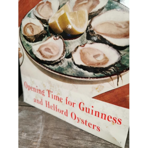 767 - Opening time for Guinness and Halford Oysters  Show Card. {30 cm h x 20 cm W}.