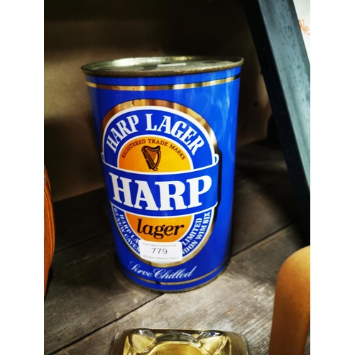 779 - Harp tinplate display tin. {20 cm H}.