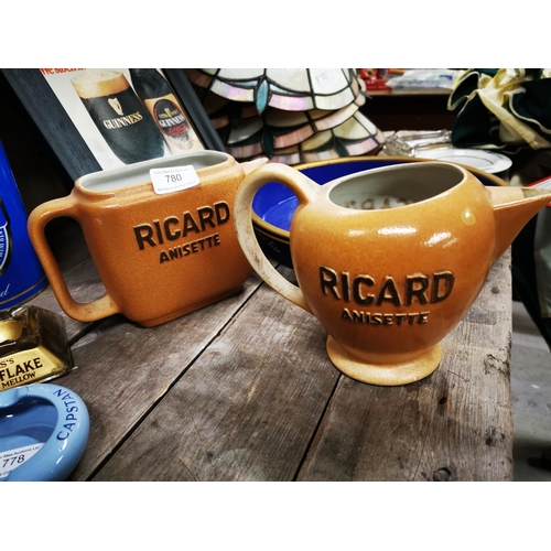 780 - Two Ricard Anisette stoneware jugs.