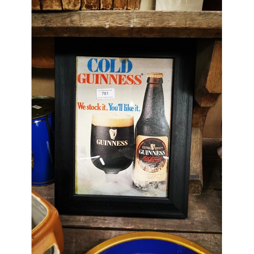 781 - Cold Guinness You like it we stock it framed advertising showcard {38 cm H x 29 cm W}.