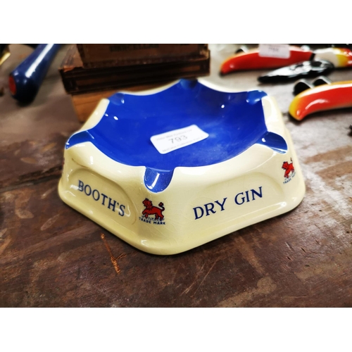 793 - Booth's Dry Gin Carlton ware ashtray with four old cigar boxes.