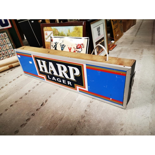 806 - Harp Lager hanging light up sign. {31 cm X 116 cm L}.