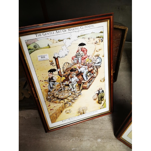 809 - Three framed coloured Guinness prints. {48 cm H x 35 cm W}.