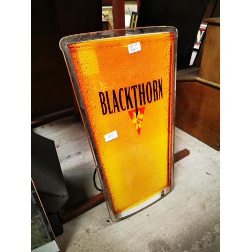 812 - BLACKTHORN Perspex light up advertising sign in the form of a glass. {59 cm W x 34 cm L}.