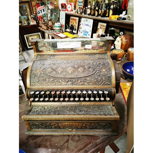 838 - Late 19th. C. brass National counter till. { 42cm H X 50cm W X 50cm D }