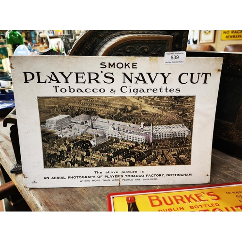 839 - Smoke Players Please showcard depicting a factory. {25 cm h x 38 cm W}.