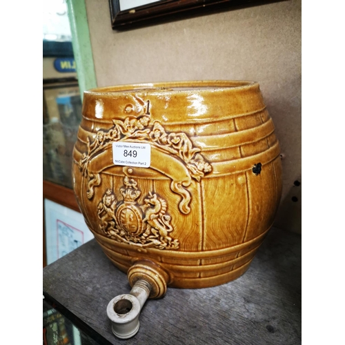 849 - 19th. C. ceramic Whiskey dispenser. {22 cm h x 24 dm W}.