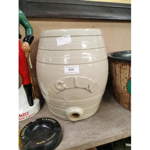 859 - 19th. C. ceramic Gin barrel. {28 cm h x 24 cm W}