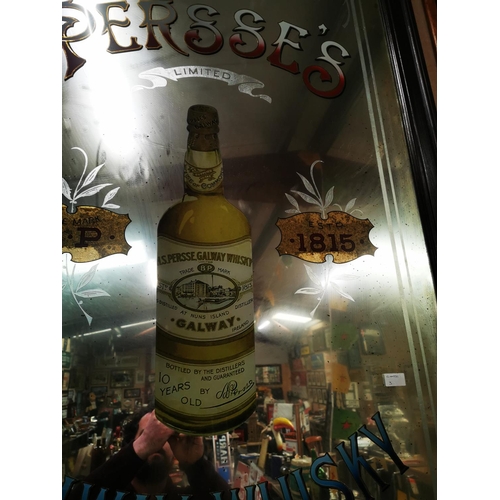 861 - Persse's Galway Whiskey Nuns Island Distillery framed advertising mirror {198 cm h x 108 cm W}.