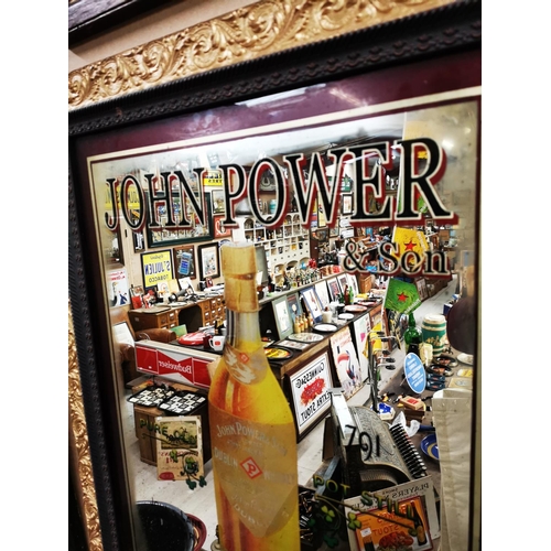 865 - John Power's Whiskey framed advertising mirror. {95 cm H x 71 cm W}.