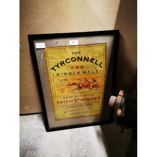 873 - Tyrconnell Whiskey framed advertising print {52 cm h x x 39 cm W}.