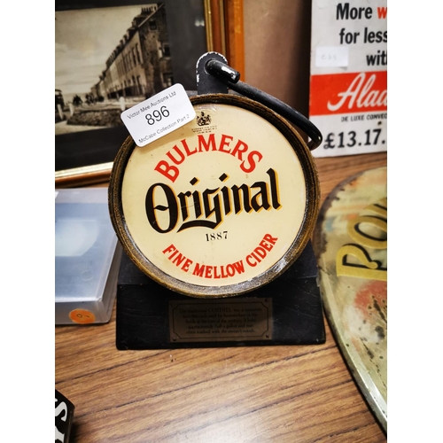 896 - Bulmer's Original Cider wooden keg on stand. {20 cm H x 15 cm W x 17 cm D}.