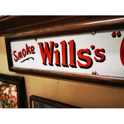 903 - Smoke Will's Gold Flake Cigarettes framed enamel advertising sign. { 14cm H X 104cm W }.