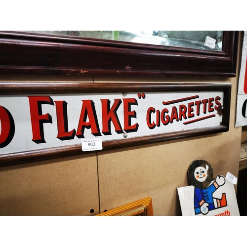 903 - Smoke Will's Gold Flake Cigarettes framed enamel advertising sign. { 14cm H X 104cm W }.