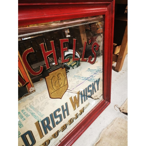 942 - Mitchell's Old Irish Whiskey Dublin framed advertising mirror {69 cm H x 85 cm W}.