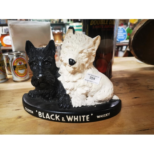 954 - Black and White Scotch Whiskey Ruberoid advertising figure {19 cm H x 27 cm W}.