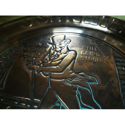 955 - Johnnie Walker copper advertising tray {33 cm Dia.}.