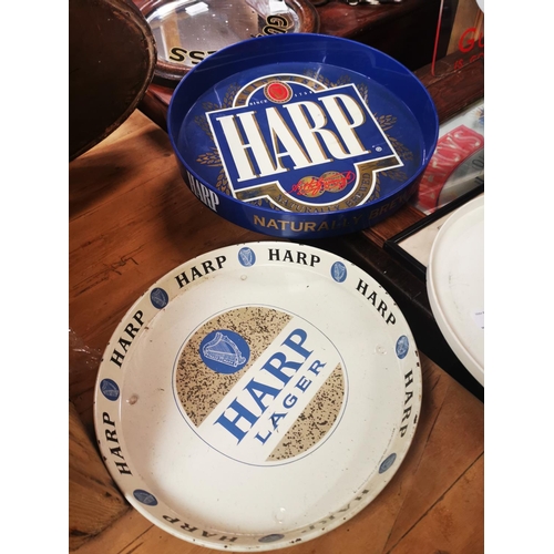 963 - Two Harp advertising drinks' tray and Embassy Number 1 tray.