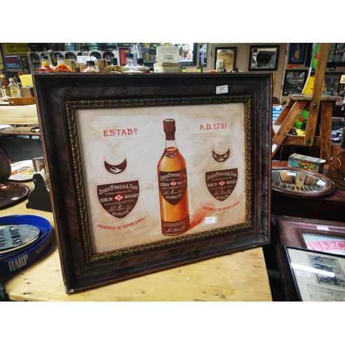 973 - John Power's Whiskey framed advertising print {55 cm H x 66 cm W}.